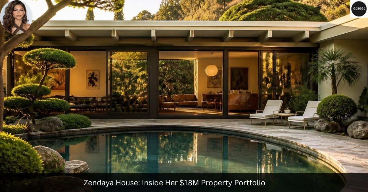 Zendaya house exterior — renovated mid-century modern Hollywood Hills estate