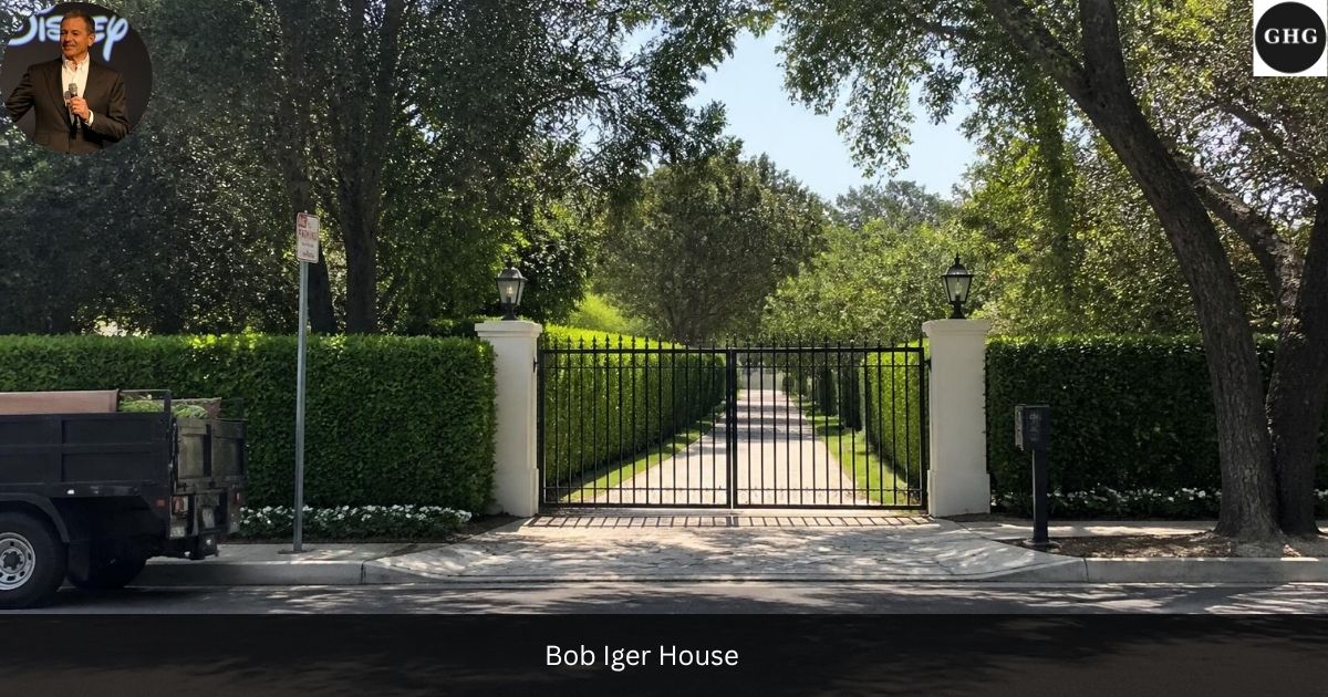 Bob Iger house exterior, gated Brentwood estate in Los Angeles