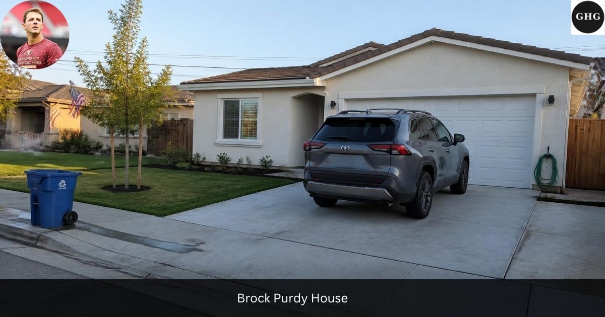 Brock Purdy house exterior with rear driveway view, rented Bay Area family home