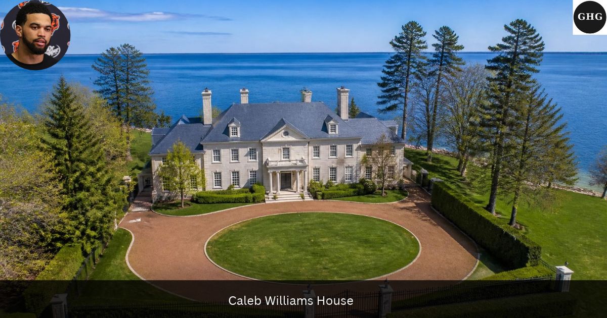 AI-generated illustration of a Lake Forest mansion for readers searching where does Caleb Williams live and details about the Caleb Williams house rumor.
