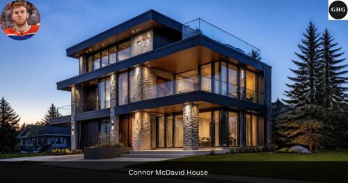 Connor McDavid house illustration: where does Connor McDavid live? AI-generated modern three-story home, not his actual house
