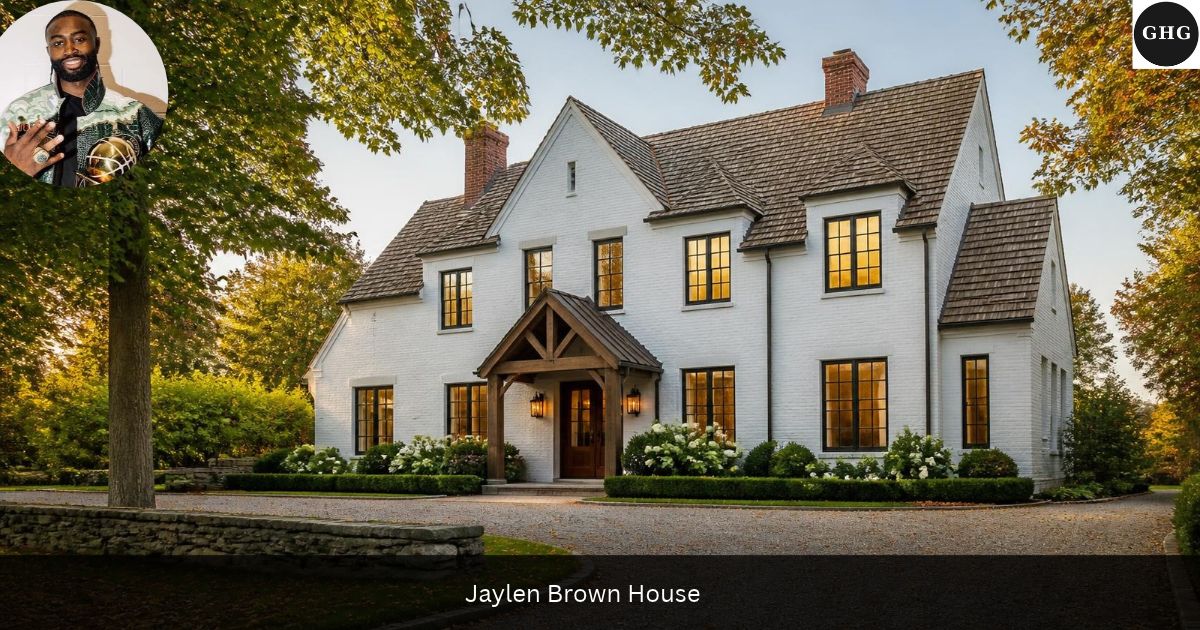 Jaylen Brown house: white brick New England family home illustrating the type of property in Wellesley, Massachusetts