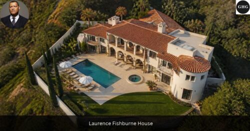 Where does Laurence Fishburne live? Laurence Fishburne house illustration, an AI-generated hillside estate, not his actual home
