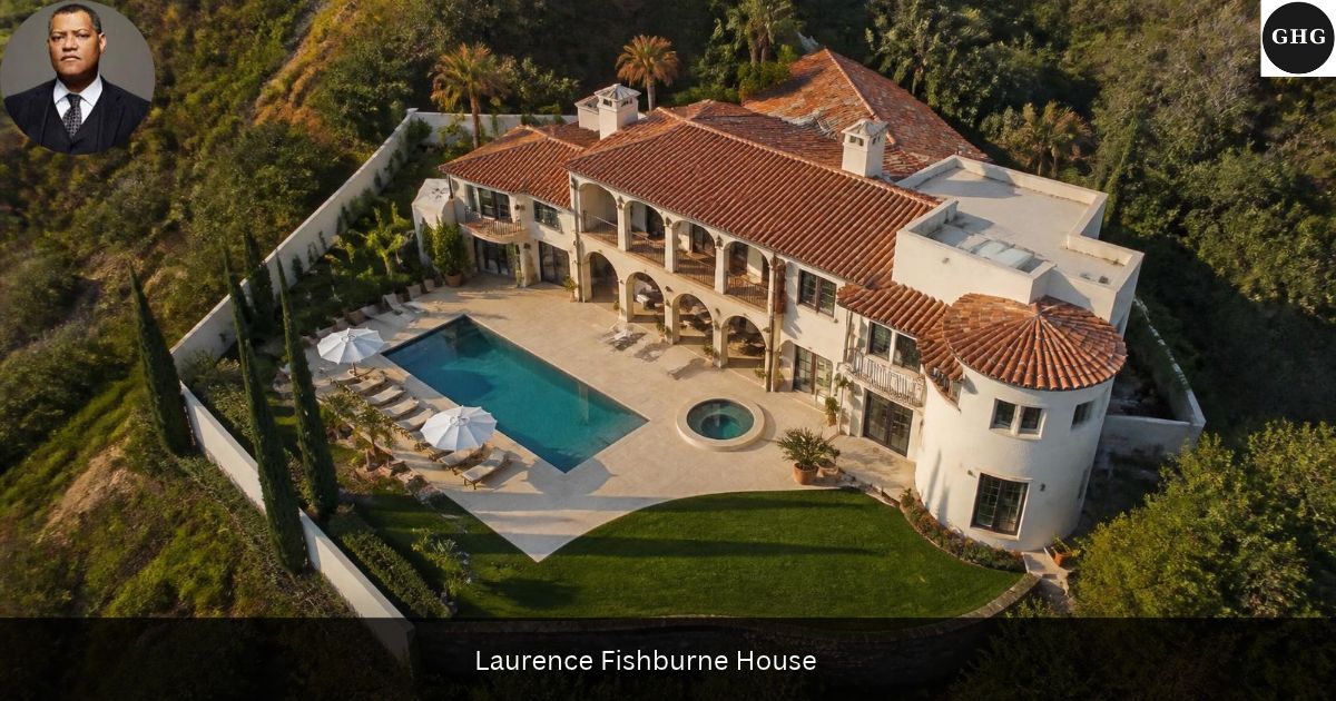 Where does Laurence Fishburne live? Laurence Fishburne house illustration, an AI-generated hillside estate, not his actual home