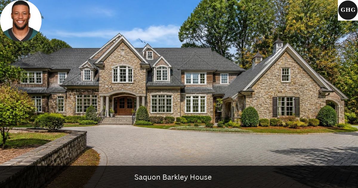 Where does Saquon Barkley live? Saquon Barkley house illustration, an AI-generated stone estate, not his actual home